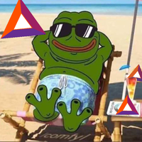 bat pepe relaxes on beach with bat 