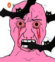 bat pink wojak screaming with bats 