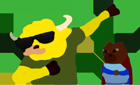 bobo getting dabbed on flat icon style 