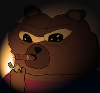 bobo lighting cigar in dark 