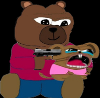 bobo pointing gun at pepe mouse 