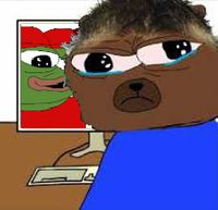 bobo scared because of pepe costume 