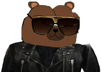 bobo wearing sunglasses leather jacket 