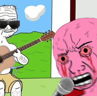 boomer playing guitar pink wojak singing 