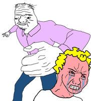 boomer winding up to slap blonde pink wojak 