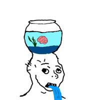 brainlet brain floating in fishbowl 