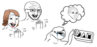 brainlet cheered on by wojak parents 