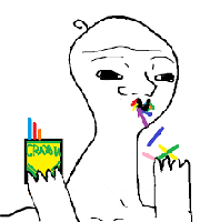 brainlet eating crayons 