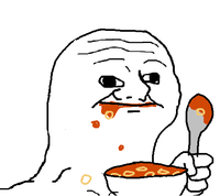 brainlet eating spaghetti os soup 