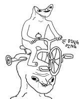brainlet head tricycle riding brainlet 