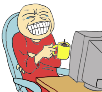 laughing guy at computer 