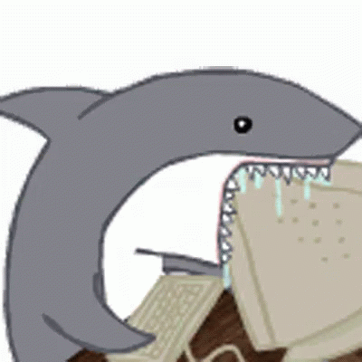 shark eating computer 