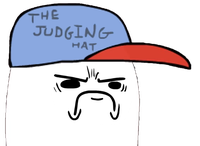 angry cartoon guy judging hat 