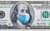 hudnred dollar bill wearing mask 
