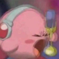 kirby screaming singing into mic 