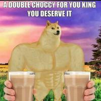 muscular doge offering choccy milk 