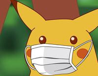shocked pikachu face under mask 