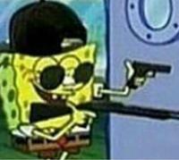 spongebob carrying guns 