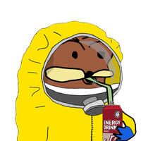 spurdo drinking energy drink through hazmat suit 