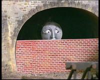 thomas tank engine behind brick wall 