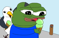 pepe and seagull eat ice cream 