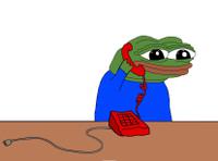pepe answering red telephone unplugged 
