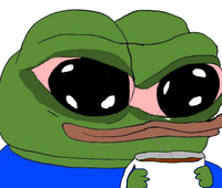 pepe apu big red eyes drinking coffee 