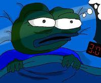 pepe awake in bed 3am thinking 