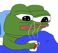 pepe bed drinking tea 