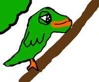 pepe bird badly drawn on stick 