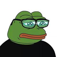 pepe black shirt glasses crying 