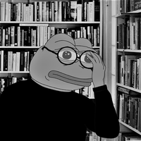 pepe black white library shocked 