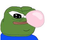 pepe blowing bubble gum 