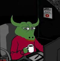 pepe bull on computer 