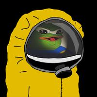 pepe clicks flashlight in hazmat suit 