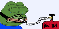 pepe closed eyes breathes helium 