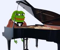 pepe comfy smug playing grand piano 