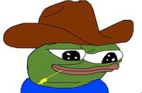pepe cowboy hat chewing straw 