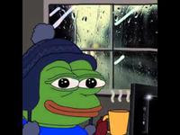 pepe cozy coffee raining 