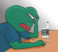 pepe crying drinking anti sad juice 