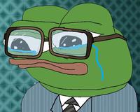 pepe crying glasses nice suit 