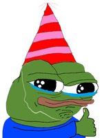 pepe crying party hat thumbs up 
