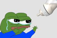 pepe crying wants milk bottle 