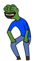 pepe doubled over laughing 