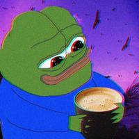 pepe drinking coffee 3d effect 