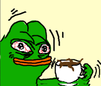 pepe drinks coffee 