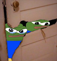 pepe eat through door 