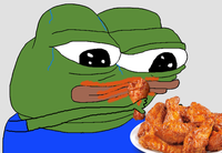 pepe eating hot wings 