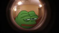 pepe face through peep hole 