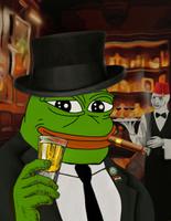 pepe fancy smoking cigar served by seething wojak 